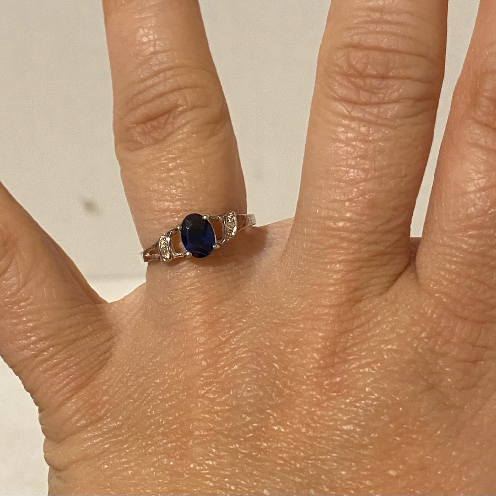 Sterling Silver 925 Ring With Simulated Stones - image 5